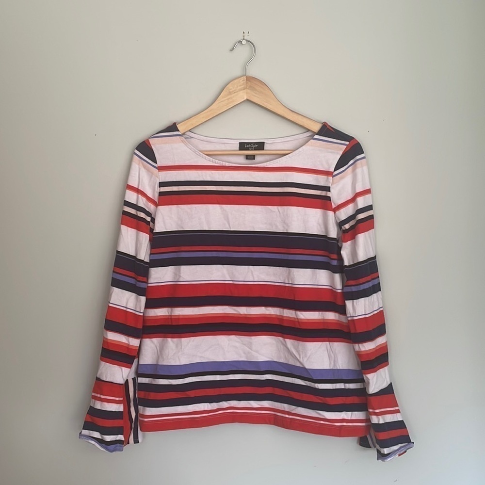 Lord & Taylor petite striped long sleeve top